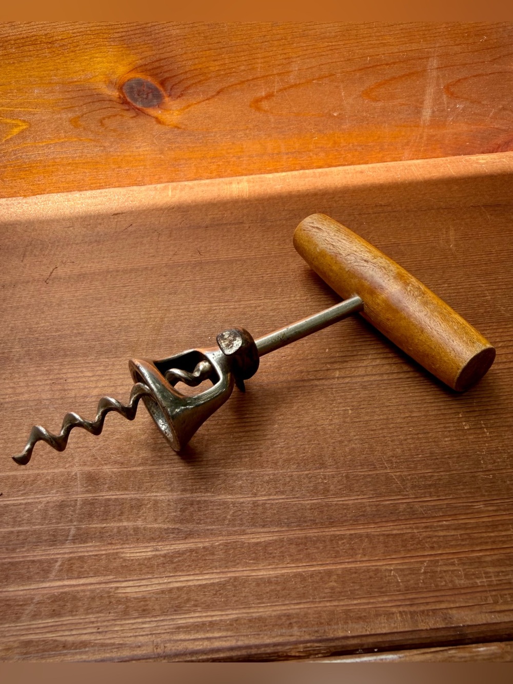 Antique Williamson Bell Corkscrew Wood T-Handle Wine Opener